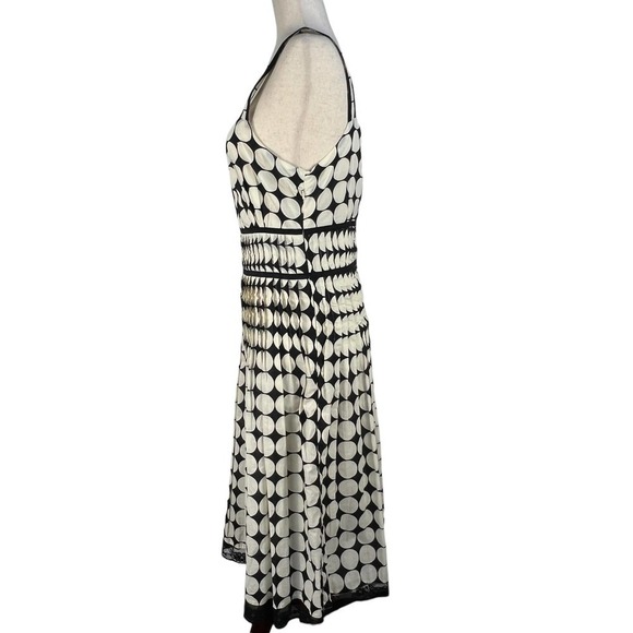 DIMRI SLEEVELESS POLKA DOT SQUARE NECK EMPIRE WAIST DRESS IVORY/BLACK MEDIUM NWT - Picture 7 of 16
